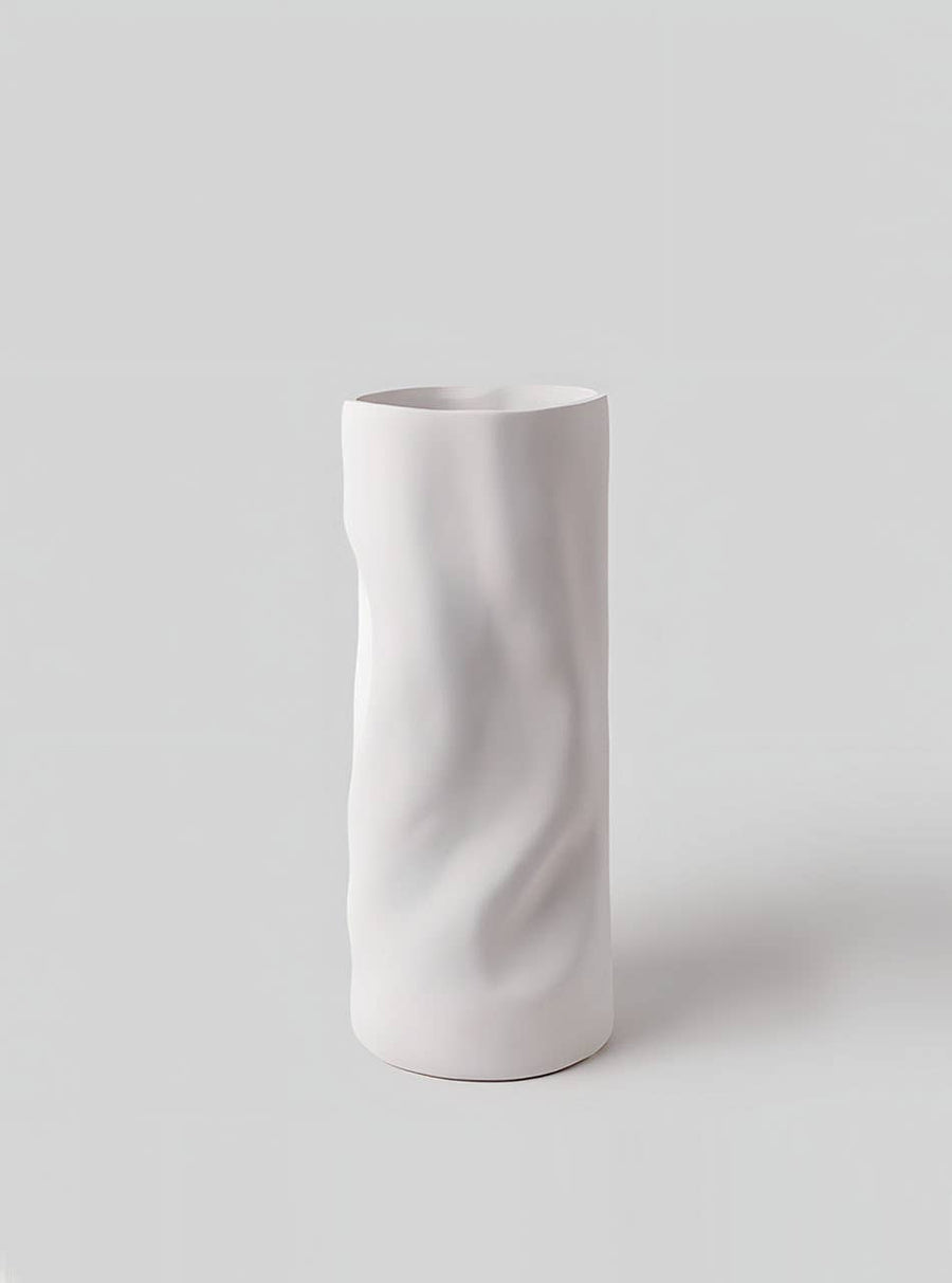 Pressé White Cylinder Vase