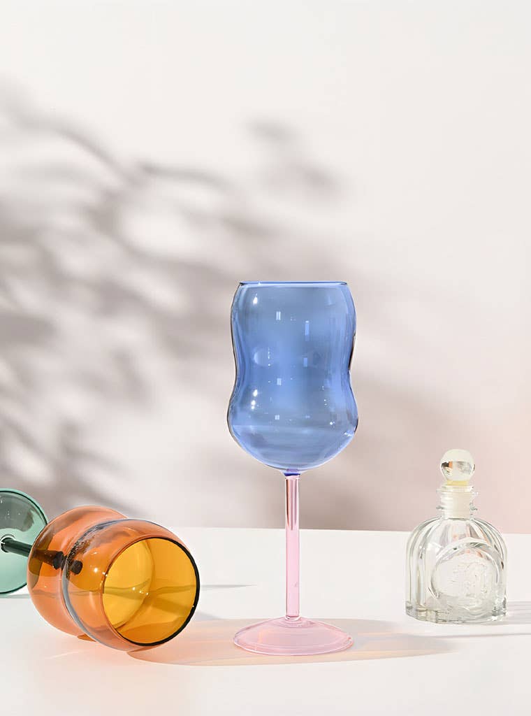 Bubble Colored Wine Glass